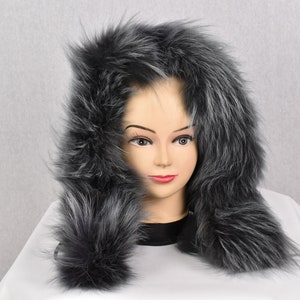 Fox Fur Trim For hood | Detachable Fur Trim | Gray Fur For Jacket  Hood |  Fur collar  | Hood Trim detachable | DIY Hood Fur Trim