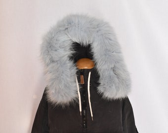 Detachable Fur trim | Fur Hood Coat | Fur Hood Snowsuit | Fox Fur Stripe For Parka | Fur Hood Puffer Jacket