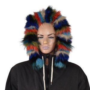 Colorfull Fur Trim Hood | Natural Fox Fur Stripe For Hood | Detachable Fur trim Hood | Fur Collar