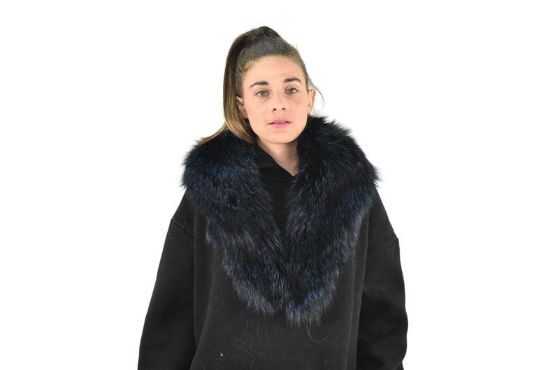 Gorgeous Real Natural Blue Black Color Fox Fur Collar image 1