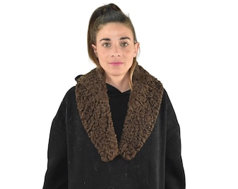 Karakul bontkraag bruine kleur, winterbontkraag voor heren en dames,winterjaskraag