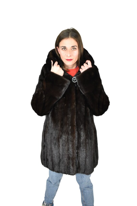 Black mink jacket with hood hotsell