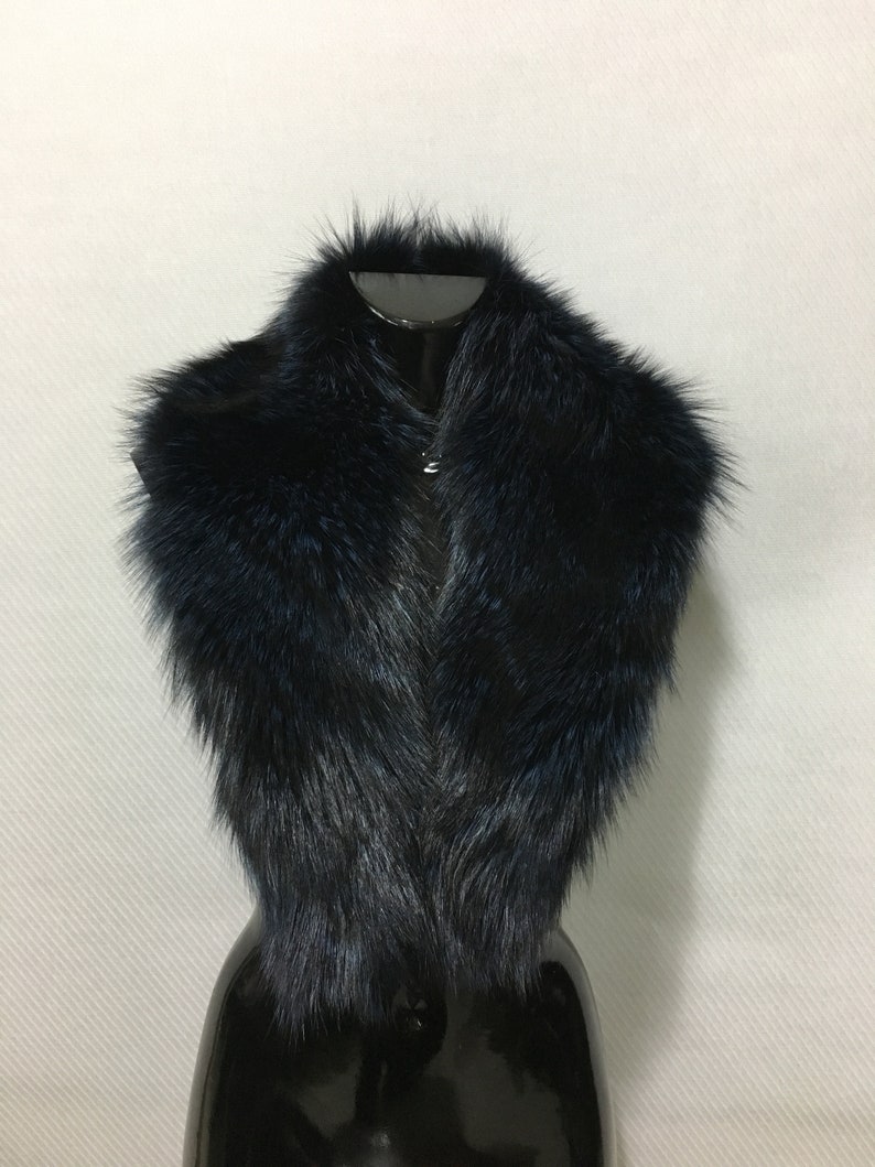 Gorgeous Real Natural Blue Black Color Fox Fur Collar image 5