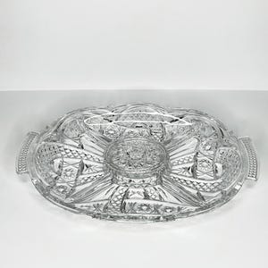 Vintage Cut Glass Divided Platter with Lid - Elegant serving dish