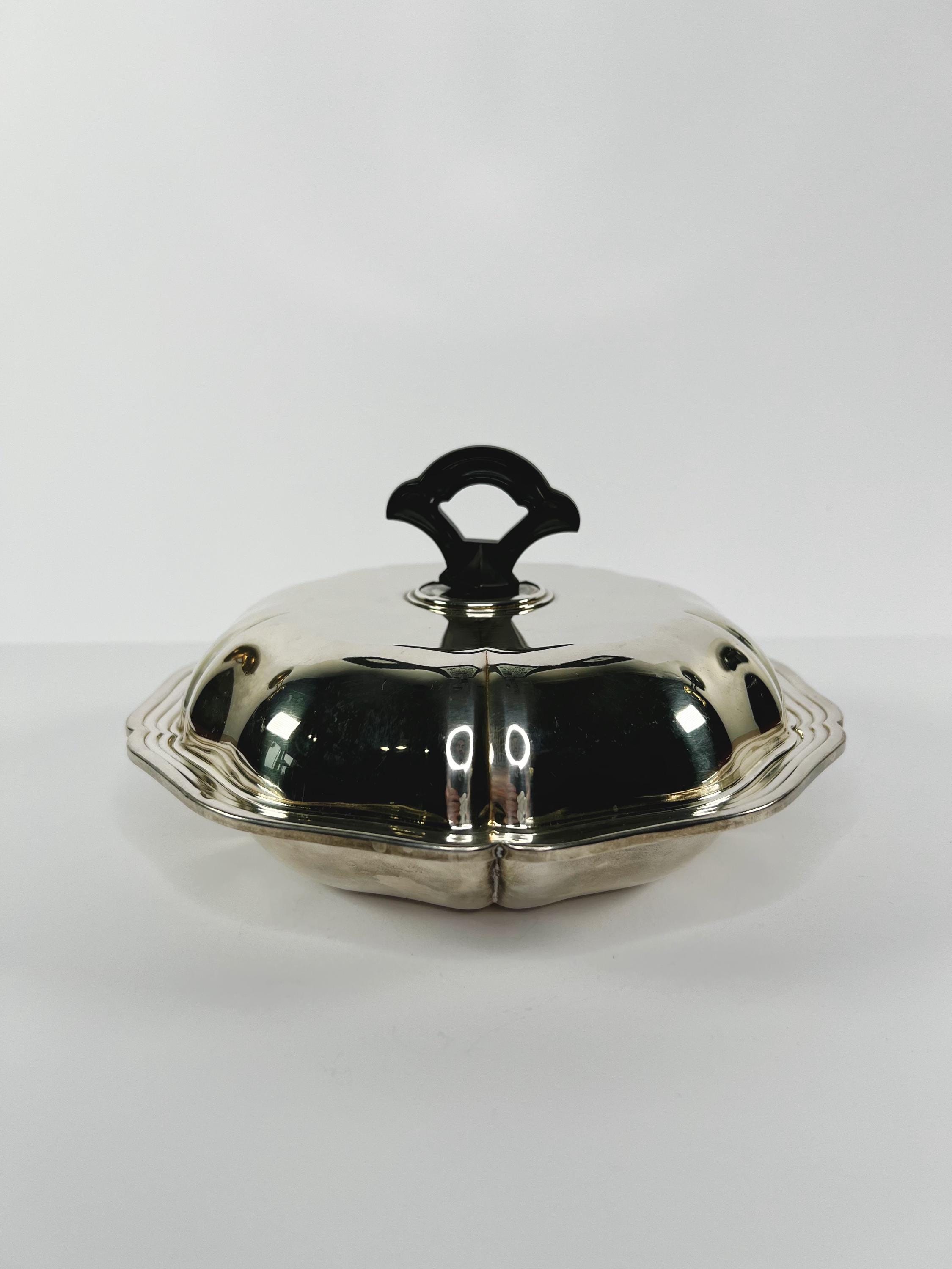 Plat Ancien Avec Couvercle En Métal Argenté - Style Tajine - Déco Vintage