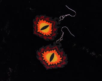 The All-Seeing Flame Earrings – Fantasy Fire Eye Dangle Earrings