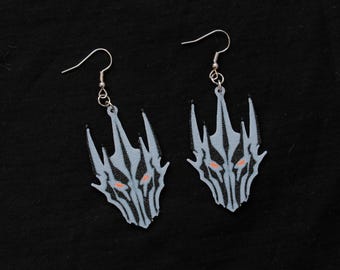 Dark Overlord Helm Earrings – Spiked Fantasy Armour Dangle Earrings