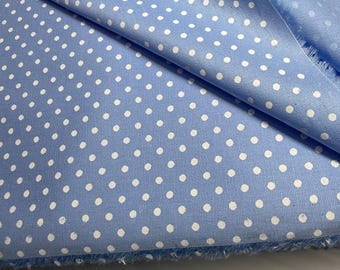 Blue with White Dot Cotton Fabric Finders 100 percent Cotton Blue Polka Dot Fabric 60 inch width Fabric by the Yard Continuous Cut
