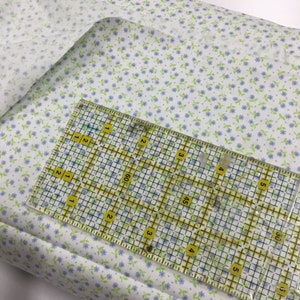 Blue and Green Floral Print 1764 Cotton Fabric Finders 100 percent Cotton Floral on White Fabric 60 inch width Fabric by the Yard