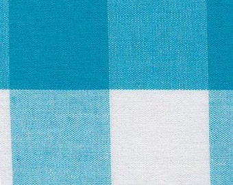 CLEARANCE Turquoise Gingham Fabric 1 Inch Gingham Fabric Finders Check Fabric Turquoise Cotton Gingham Fabric 60 inch width Fabric by Yard