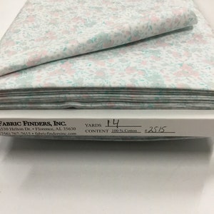 Pink and Aqua Floral Print 2515 Cotton Fabric Finders 100 percent Cotton Floral on White Fabric 60 inch width Fabric by the Yard