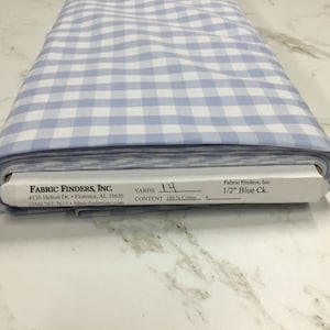 Blue Gingham Fabric 1/2 Inch Gingham Fabric Finders Check a Half Inch Blue Cotton Gingham Fabric 60 inch width Fabric Fabric by the Yard