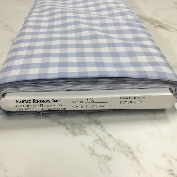 Blue Gingham Fabric 1/2 Inch Gingham Fabric Finders Check a Half Inch Blue Cotton Gingham Fabric 60 inch width Fabric Fabric by the Yard