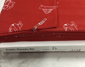 FINAL Clearance Trucks Cars Transportation vehicles Red Printed Cotton Fabric Finders 100 percent Cotton Fabric 60 inch width fabric by yard