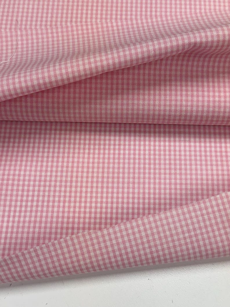 Pink Gingham Fabric 1/16 Inch Gingham Fabric Finders Check 16th Inch Pink Cotton Gingham Fabric 60 inch width Fabric Fabric by the Yard image 1