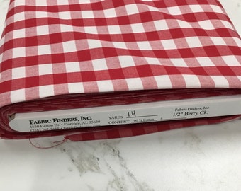 Red Berry Gingham Fabric 1/2 Inch Gingham Fabric Finders Check Red Half Inch Cotton Gingham Fabric 60 inch width Fabric Fabric by the Yard