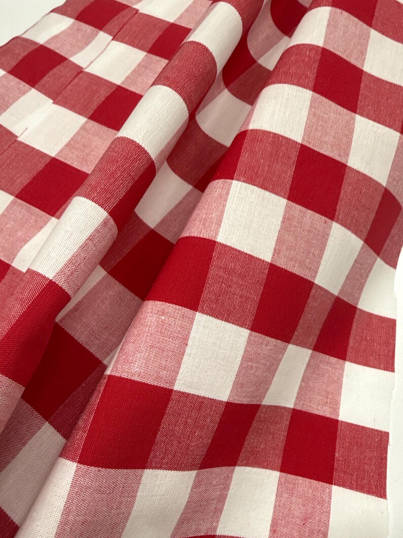 Red Gingham Fabric 1 Inch Gingham Fabric Finders Check Fabric Red One Inch Cotton Gingham Fabric 60 inch width Fabric by the Yard immagine 3