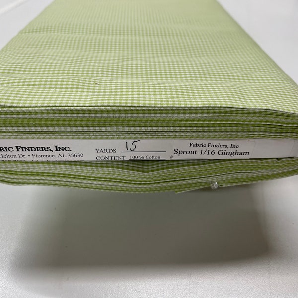 FINAL Clearance Sprout Green Gingham Fabric 1/16 Inch Gingham Fabric Finders Check Green Cotton Gingham Fabric 60 inch width Fabric