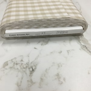 Khaki Gingham Fabric 1/2 Inch Gingham Fabric Finders Check Half Inch Tan Cotton Gingham Fabric 60 inch width Fabric Fabric by the Yard