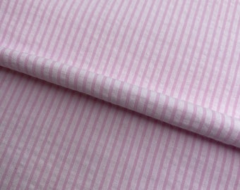 Pink and White Seersucker Stripe Fabric Finders 100 percent Pink Cotton Seersucker 1/8 Stripe Fabric 60 inch width Fabric by the Yard