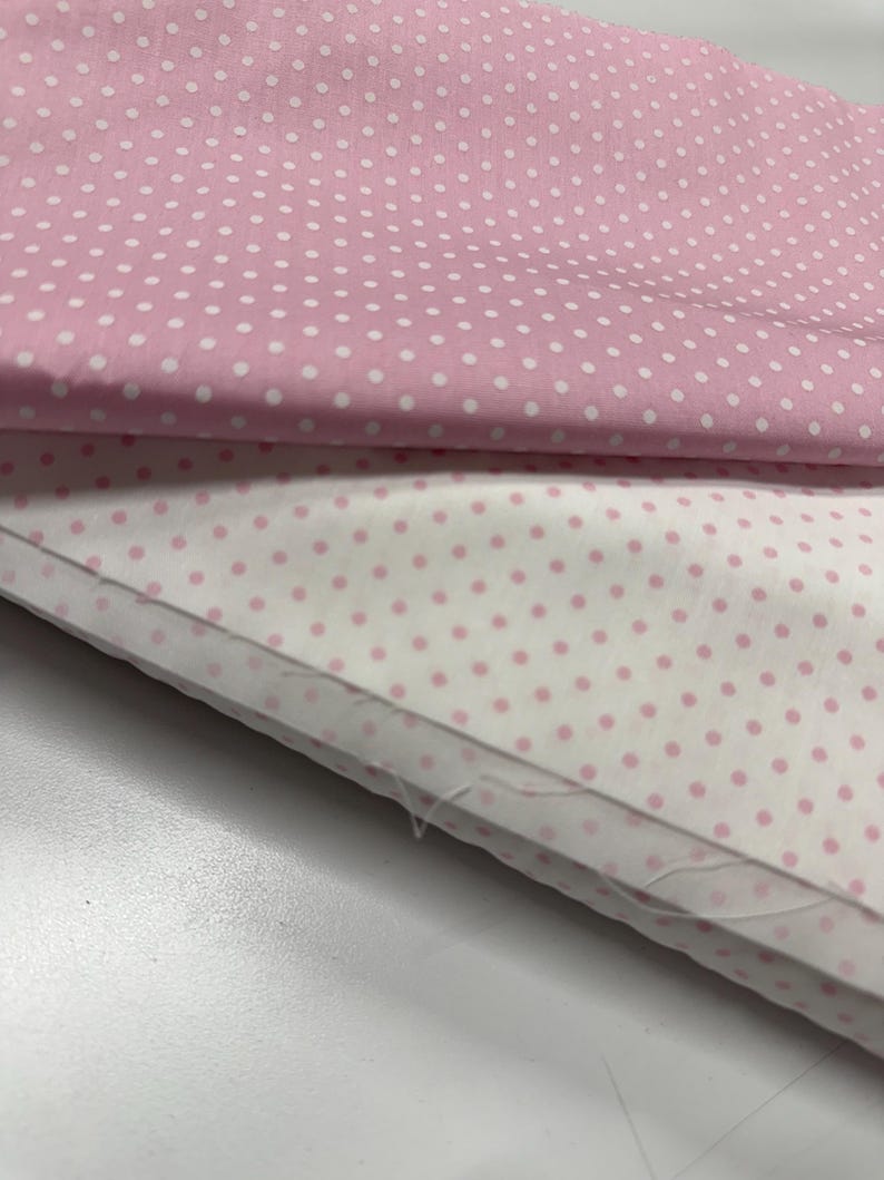 Pink with White Dot Cotton Fabric Finders 100 percent Cotton Pink Polka Dot Fabric 60 inch width Fabric by the Yard Continuous Cut image 1