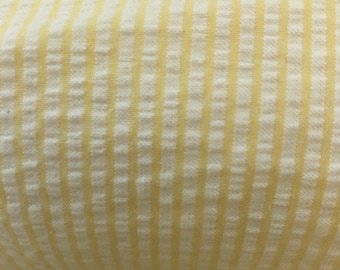 Yellow Seersucker Stripe Fabric Finders 100 percent Yellow Cotton Seersucker Stripe Fabric 60 inch width Fabric by the Yard