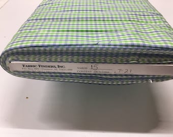 FINAL Clearance Green and Blue Fabric 1/8 Inch Gingham Tricheck Fabric Finders Eigth Inch Green and Blue Cotton Gingham 60 inch Fabric