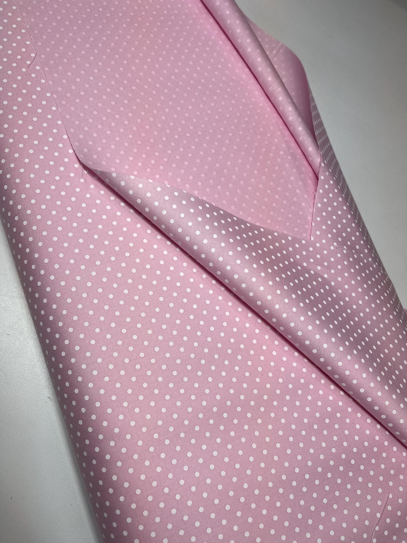 Pink with White Dot Cotton Fabric Finders 100 percent Cotton Pink Polka Dot Fabric 60 inch width Fabric by the Yard Continuous Cut image 4