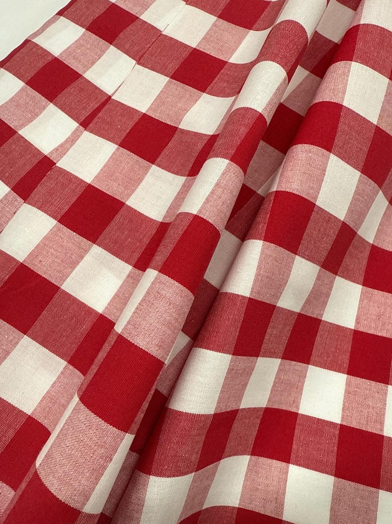 Red Gingham Fabric 1 Inch Gingham Fabric Finders Check Fabric Red One Inch Cotton Gingham Fabric 60 inch width Fabric by the Yard immagine 4