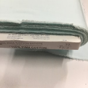 Pima Cotton Aqua Batiste Spechler Vogel Pima Batiste Cotton Batiste Heirloom Fabric 44” fabric Aqua Cotton Fabric