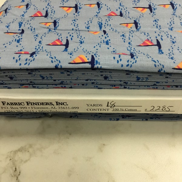 FINAL Clearance Blue sailboat Printed Cotton Fabric Finders 100 percent Cotton Fabric 60 inch width Boy Ocean fabric by the Yard Navy