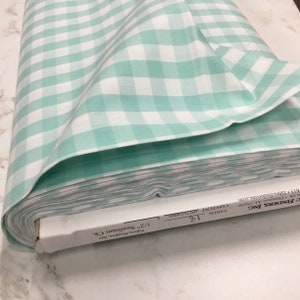 Seafoam Aqua Gingham Fabric 1/2 Inch Gingham Fabric Finders Check Half Inch Aqua Cotton Gingham Fabric 60 inch width  Fabric by the Yard