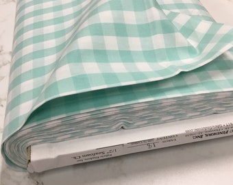 Seafoam Aqua Gingham Fabric 1/2 Inch Gingham Fabric Finders Check Half Inch Aqua Cotton Gingham Fabric 60 inch width  Fabric by the Yard