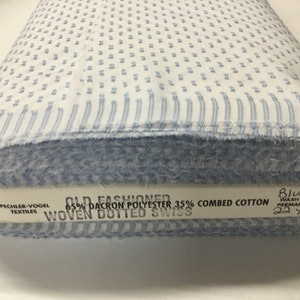 Imperial Old Fashioned Blue Dotted Swiss Spechler Vogel 58” Heirloom Fabric 65/35 Poly Cotton Blue Dotted Swiss Fabric