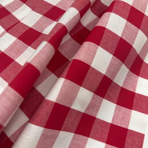 Red Gingham Fabric 1 Inch Gingham Fabric Finders Check Fabric Red One Inch Cotton Gingham Fabric 60 inch width Fabric by the Yard immagine 1