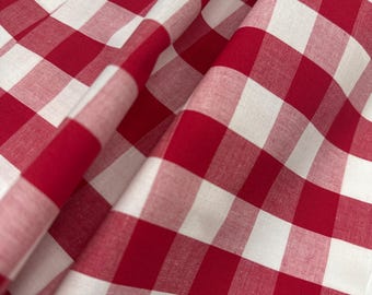 Red Gingham Fabric 1 Inch Gingham Fabric Finders Check Fabric Red One Inch Cotton Gingham Fabric 60 inch width Fabric by the Yard