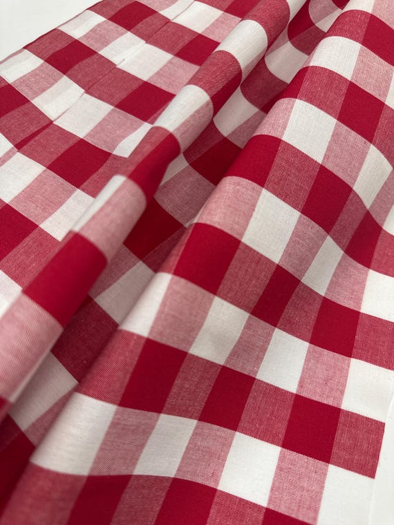 Red Gingham Fabric 1 Inch Gingham Fabric Finders Check Fabric Red One Inch Cotton Gingham Fabric 60 inch width Fabric by the Yard
