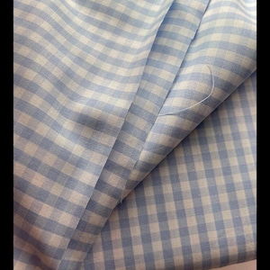 Blue Gingham Fabric 1/4 Inch Gingham Fabric Finders Check Quarter Inch Blue Cotton Gingham Fabric 60 inch width Fabric Fabric by the Yard