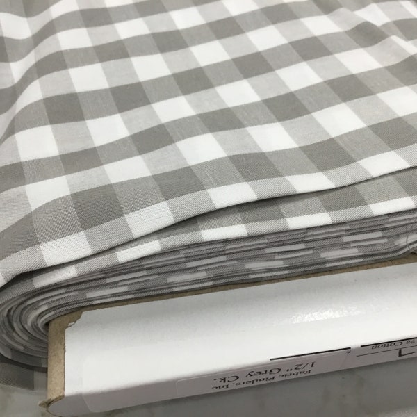 Gray Gingham Fabric 1/2 Inch Gingham Fabric Finders Check Half Inch Gray Cotton Gingham Fabric 60 inch width Fabric Fabric by the Yard