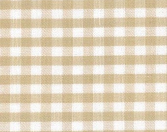 Khaki Gingham Fabric 1/8 Inch Gingham Fabric Finders Check Eigth Inch Tan Cotton Gingham Fabric 60 inch width Fabric Fabric by the Yard