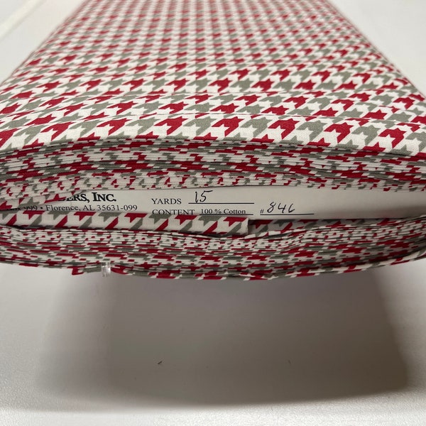FINAL Clearance Red and Gray Houndstooth Fabric Finders Fabric Red and Gray Cotton Houndstooth Fabric 60 inch width Fabric by the Yard