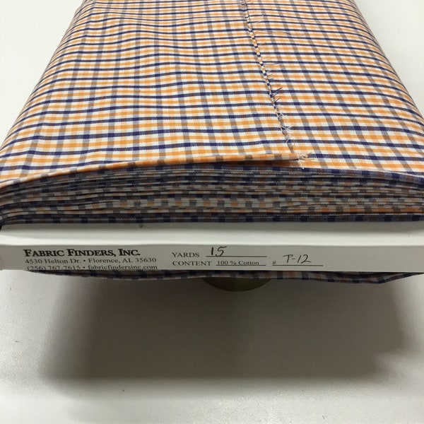 Blue and Orange Fabric 1/8 Inch Gingham Tricheck Fabric Finders Eigth Inch Blue and Orange Cotton Gingham Fabric 60 inch  Fabric by the Yard