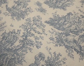 Weathering Blue Toile Print Cotton 100 percent Cotton Blue on White Premier Print Fabric by the Yard Continuous Cut