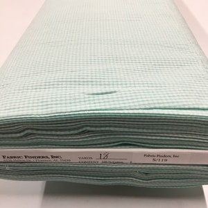 Seafoam and White Seersucker Gingham S/119 Fabric Finders 100 percent Aqua Cotton Seersucker Check Fabric 60 inch width Fabric by the Yard