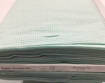 Seafoam and White Seersucker Gingham S/119 Fabric Finders 100 percent Aqua Cotton Seersucker Check Fabric 60 inch width Fabric by the Yard