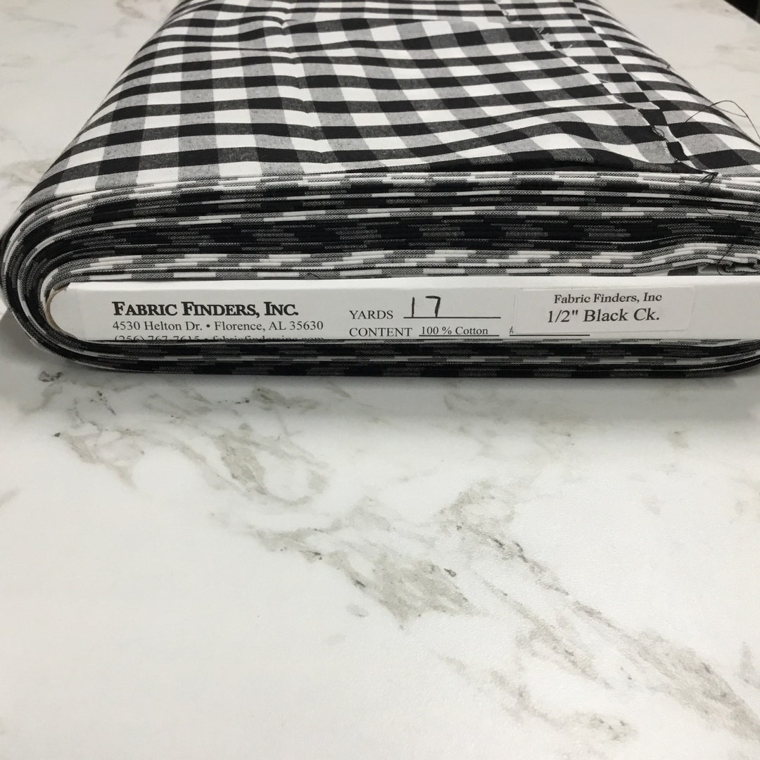 Black Gingham Fabric 1/2 Inch Gingham Fabric Finders Check Half Inch