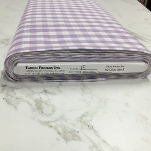 Lavender Lilac Gingham Fabric 1/2 Inch Gingham Fabric Finders Check Half Inch Lilac Cotton Gingham Fabric 60 inch width Fabric by the Yard