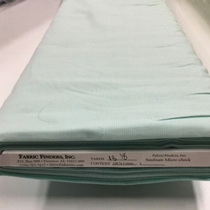 Seafoam Aqua Micro Gingham Fabric 1/32 Gingham Fabric Finders Check Seafoam Cotton micro Gingham 60 inch width Fabric Fabric by the Yard