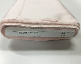 Pima Cotton Pink SATIN Batiste Spechler Vogel Pima Batiste Cotton Batiste Heirloom Fabric 44” fabric Pink Cotton Fabric
