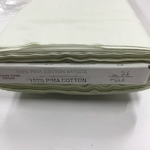 Pima Cotton Mint Batiste Spechler Vogel Pima Batiste Cotton Batiste Heirloom Fabric 44” fabric Mint Cotton Fabric